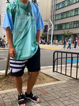 「doublet（ダブレット）のアイテム（Tシャツ/カットソー）」を使った、ともひとさん（メンズ・172cm）の夏コーディネート