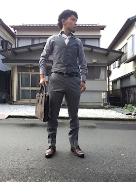 「アイテム（フォーマルスーツ/小物）」を使った、ザキオさん（メンズ・173cm・30代）の秋コーディネート