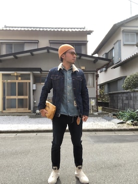 「CABANE de ZUCCa（カバンドズッカ）のアイテム（スニーカー）」を使った、ザキオさん（メンズ・173cm）の春コーディネート