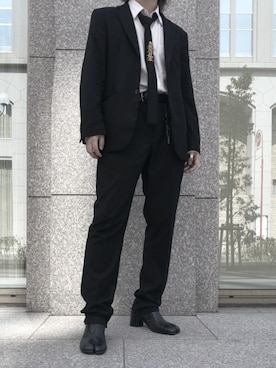 「Yohji Yamamoto（ヨウジヤマモト）のアイテム（フォーマルスーツ/小物）」を使った、ぽぽさん（メンズ・170cm）の夏コーディネート