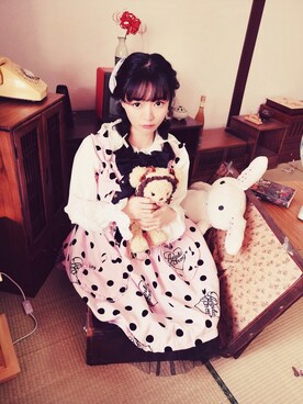 「anglic prettyのアイテム（ワンピース、ピンク系）」を使った、Cassさん（レディース・166cm）の春コーディネート