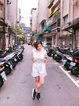 「simple」｜「アイテム（オールインワン・サロペット）」を使った、Shu さん（レディース・153cm）の夏コーディネート