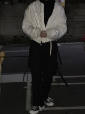「アイテム（MA-1、ホワイト系）」を使った、aoyagiさん（メンズ・173cm）の冬コーディネート