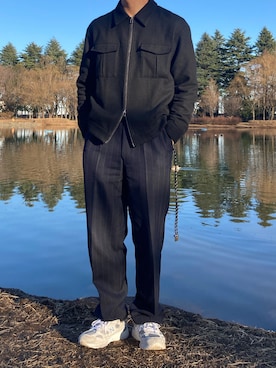 「COMME des GARCONS HOMME DEUX（コムデギャルソンオムドゥ）のアイテム（スラックス）」を使った、aoyagiさん（メンズ・173cm）の冬コーディネート