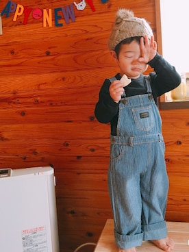 「地球文化屋（チキュウブンカヤ）のアイテム」を使った、harupekoさん（キッズ・90cm）の冬コーディネート