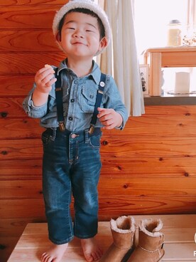 「babygap」｜「アイテム（ブーツ）」を使った、harupekoさん（キッズ・90cm）の冬コーディネート