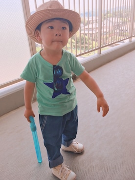 「カラーTシャツ」｜「アイテム（その他）」を使った、harupekoさん（キッズ・90cm）の春コーディネート