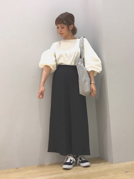 「無地Tシャツ」｜ぐちょめさん（レディース・157cm）の夏コーディネート