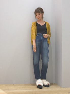 「ファーサンダル」｜ぐちょめさん（レディース・157cm）の夏コーディネート