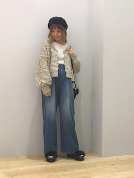 「ループカーディガン」｜ぐちょめさん（レディース・157cm）の秋コーディネート