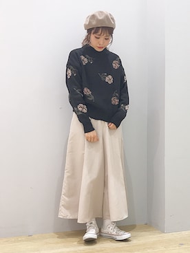 「earth music&ecology（アースミュージックアンドエコロジー）のアイテム（ハンチング/ベレー帽）」を使った、ぐちょめさん（レディース・157cm）の冬コーディネート