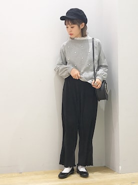 「earth music&ecology（アースミュージックアンドエコロジー）のアイテム（キャスケット）」を使った、ぐちょめさん（レディース・157cm）の冬コーディネート