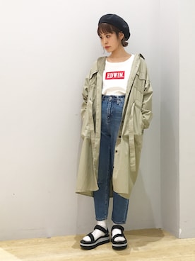 「EDWIN（エドウィン）のアイテム（トップス）」を使った、ぐちょめさん（レディース・157cm）の春コーディネート