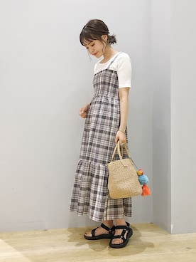 「マドラスチェック」｜ぐちょめさん（レディース・157cm）の春コーディネート