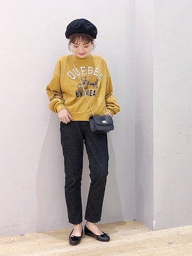 「earth music&ecology（アースミュージックアンドエコロジー）のアイテム（ハンチング/ベレー帽）」を使った、ぐちょめさん（レディース・157cm）の秋コーディネート
