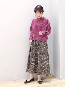 「モールニット」｜ぐちょめさん（レディース・157cm）の秋コーディネート