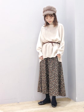 「earth music&ecology（アースミュージックアンドエコロジー）のアイテム（チュニック）」を使った、ぐちょめさん（レディース・157cm）の秋コーディネート