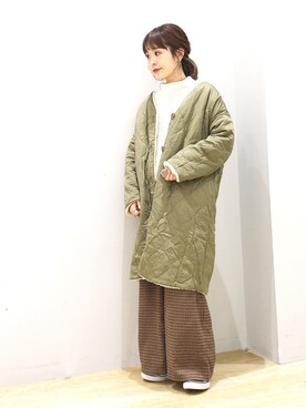 「ゆるニット」｜「アイテム（ダウンジャケット/コート）」を使った、ぐちょめさん（レディース・157cm）の冬コーディネート