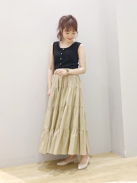 「earth music&ecology（アースミュージックアンドエコロジー）のアイテム（タンクトップ）」を使った、ぐちょめさん（レディース・157cm）の春コーディネート