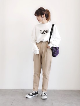 「Lee（リー）のアイテム（スウェット）」を使った、ぐちょめさん（レディース・157cm）の夏コーディネート