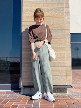 夏から秋へスイッチtシャツ ラウンドヘム を使った人気ファッションコーディネート Wear