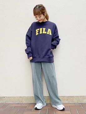 「earth music&ecology（アースミュージックアンドエコロジー）の選べるリブパンツ(サテン)　＊（その他パンツ）」を使った、ぐちょめさん（レディース・157cm）の冬コーディネート