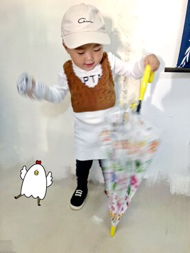 「Carter's（カーターズ）のアイテム（パンツ）」を使った、クモ想☁️さん（キッズ・80cm）の秋コーディネート