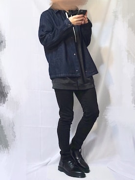 「デニムコーチジャケット」｜ドスターミーナツさん（メンズ・175cm）の冬コーディネート