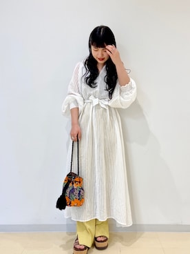 「センタープレスパンツ」｜「アイテム（ワンピース/ドレス）」を使った、yukachin0204さん（レディース・148cm）の春コーディネート