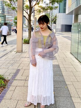 「ワッシャースカート」｜「アイテム（ジャケット/アウター）」を使った、yukachin0204さん（レディース・148cm）の夏コーディネート