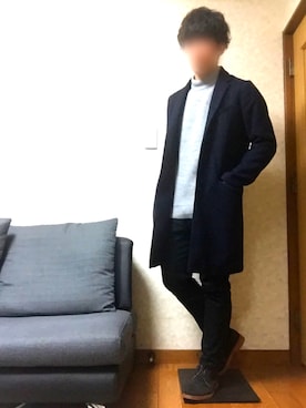 「LEE」｜「アイテム（チェスターコート）」を使った、kyousukeさん（メンズ・173cm）の冬コーディネート