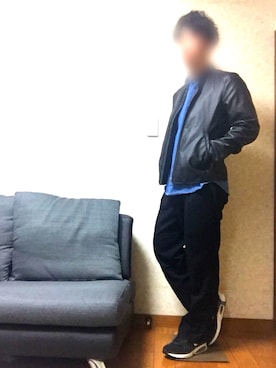 「ナイキスニーカー」｜「アイテム（ライダースジャケット）」を使った、kyousukeさん（メンズ・173cm）の秋コーディネート