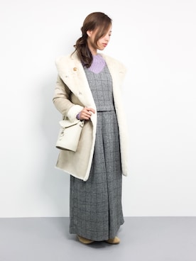 「STUDIOUS（ステュディオス）のアイテム（ムートンコート）」を使った、KIIさん（レディース・160cm）の冬コーディネート