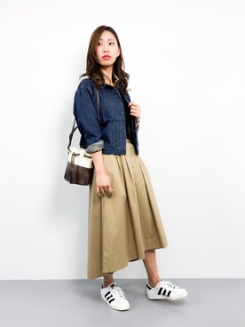 「Johnbull Private labo（ジョンブルプライベートラボ）のアイテム（デニムジャケット）」を使った、KIIさん（レディース・160cm）の冬コーディネート