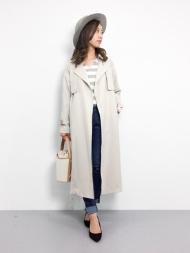 「A part by（アパートバイ）のアイテム（トレンチコート）」を使った、KIIさん（レディース・160cm）の冬コーディネート