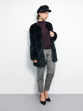 「DURAS（デュラス）のアイテム（その他アウター）」を使った、KIIさん（レディース・160cm）の冬コーディネート