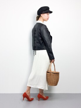 「夢展望（ユメテンボウ）のアイテム（ノーカラージャケット）」を使った、KIIさん（レディース・160cm）の冬コーディネート