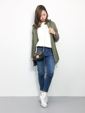 「オールスター」｜「アイテム（モッズコート）」を使った、KIIさん（レディース・160cm）の冬コーディネート