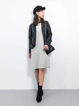 「URBAN RESEARCH ROSSO WOMEN（アーバンリサーチ　ロッソ）のアイテム（ライダースジャケット）」を使った、KIIさん（レディース・160cm）の春コーディネート