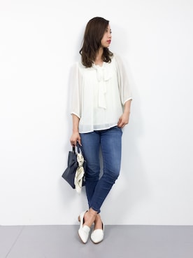 「ボウタイ」｜KIIさん（レディース・160cm）の春コーディネート