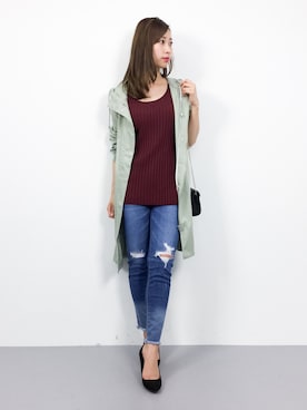 「amelier MAJESTIC LEGON（アメリエルマジェスティックレゴン）のアイテム（その他アウター）」を使った、KIIさん（レディース・160cm）の春コーディネート