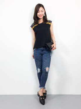 「カットオフ」｜「アイテム（キャミソール）」を使った、KIIさん（レディース・160cm）の春コーディネート