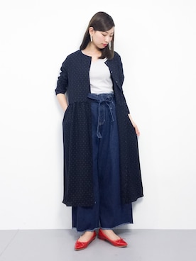 「PAGEBOY（ページボーイ）のトモリボン付きデニムワイドパンツ（デニムパンツ）」を使った、KIIさん（レディース・160cm）の春コーディネート