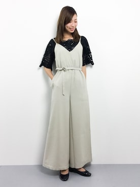 「アイテム（つなぎ/オールインワン、ベージュ系）」を使った、KIIさん（レディース・160cm）の夏コーディネート