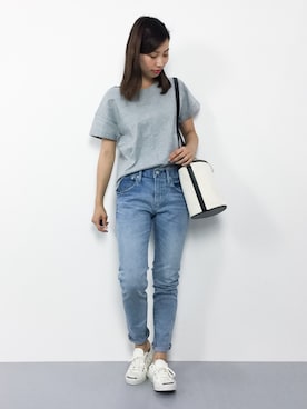 「URBAN RESEARCH Sonny Label（アーバンリサーチサニーレーベル）のSonny Label キャンバスバケツショルダーバッグ（ショルダーバッグ）」を使った、KIIさん（レディース・160cm）の夏コーディネート