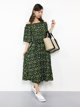 「Bab Bou Jeloud（バブブージュルード）のアイテム（ワンピース）」を使った、KIIさん（レディース・160cm）の夏コーディネート