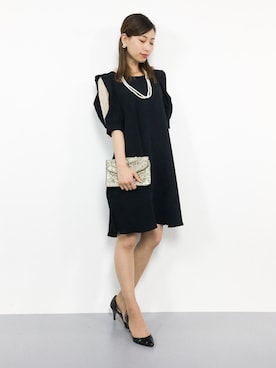 「Dorry Doll（ドリードール）の袖タックレース使いAラインフレアーワンピース（ドレス）」を使った、KIIさん（レディース・160cm）の夏コーディネート