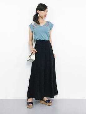 「MERCURYDUO（マーキュリーデュオ）のアイテム（ジャージ）」を使った、KIIさん（レディース・160cm）の夏コーディネート