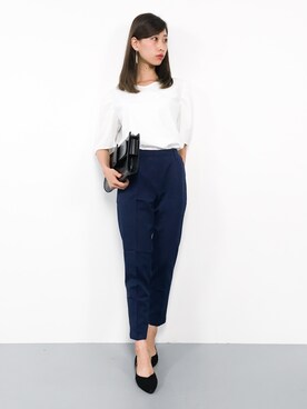 「ペタンコ靴」｜「アイテム（スラックス）」を使った、KIIさん（レディース・160cm）の夏コーディネート