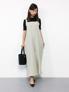 「アイテム（つなぎ/オールインワン、ベージュ系）」を使った、KIIさん（レディース・160cm）の夏コーディネート